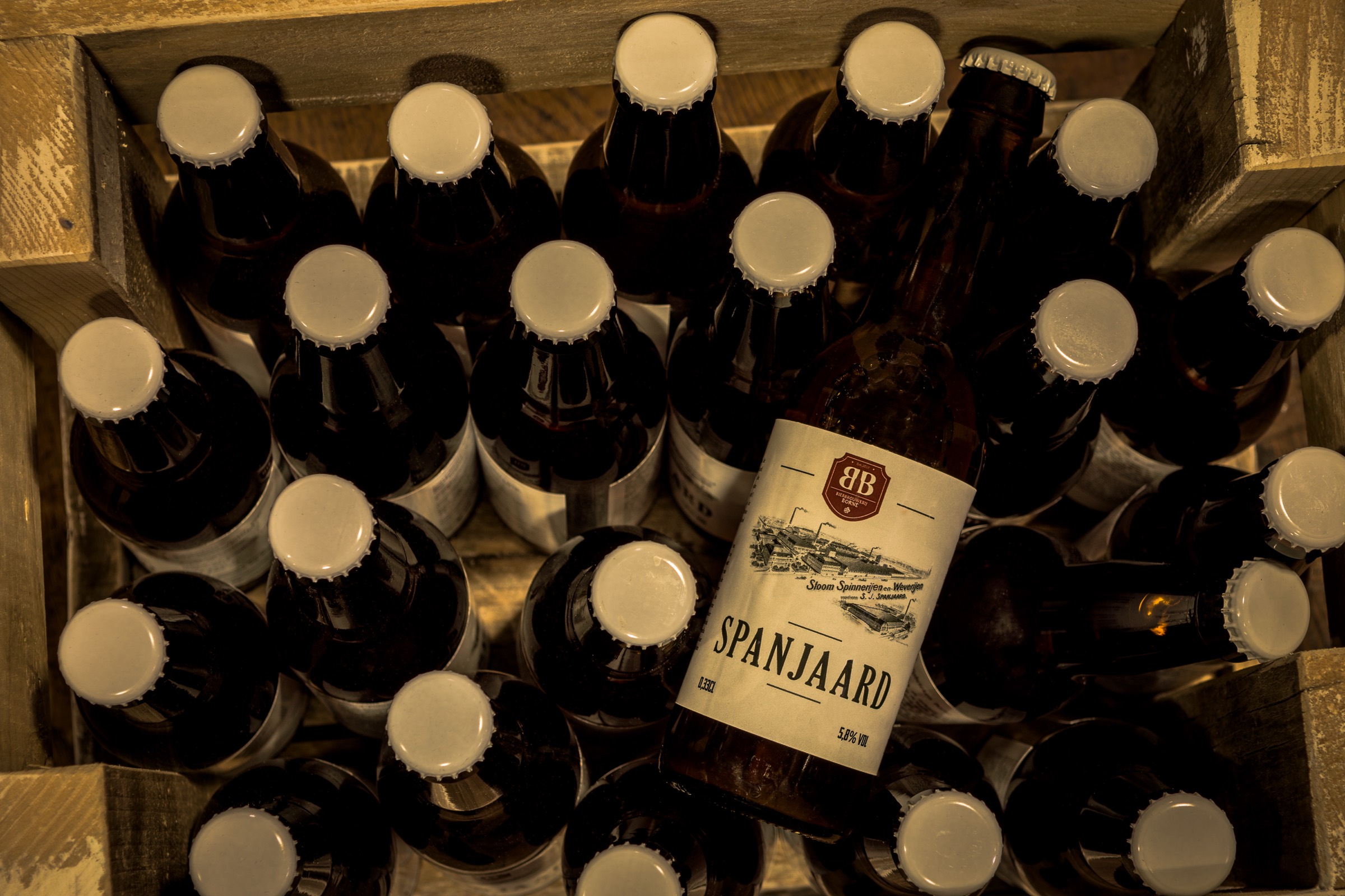 Krat vol bier van Bierbrouwerij Borne